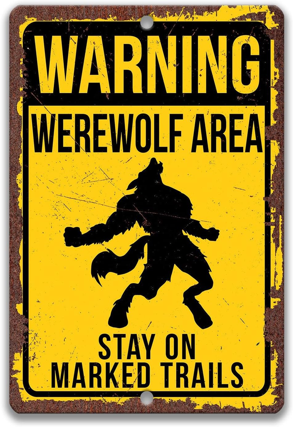 Home Design Bathroom - Werewolf Sign, Howling Metal Tin Sign