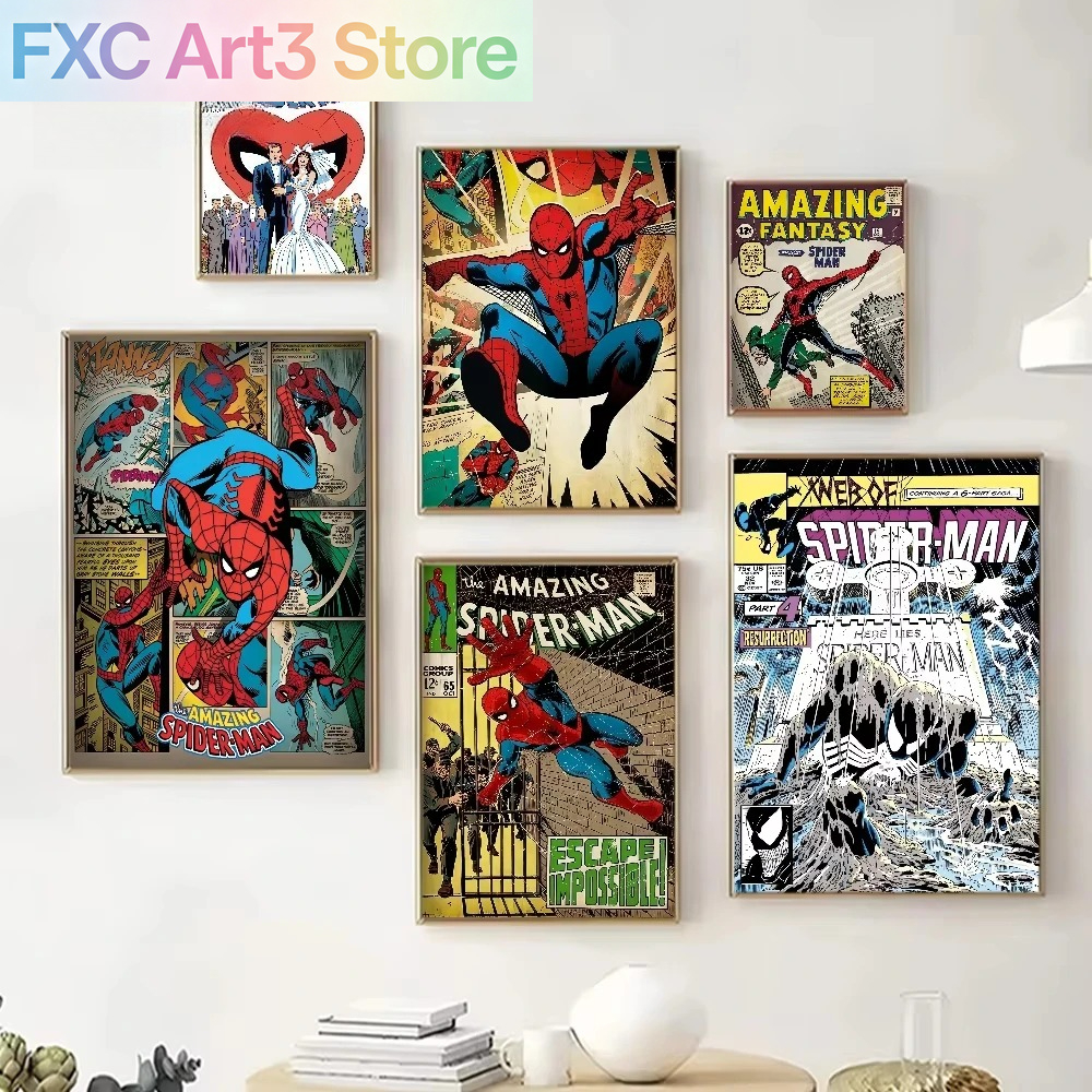 Home Design Bathroom - Frameless,Vintage Comics Super hero Poster Decorative