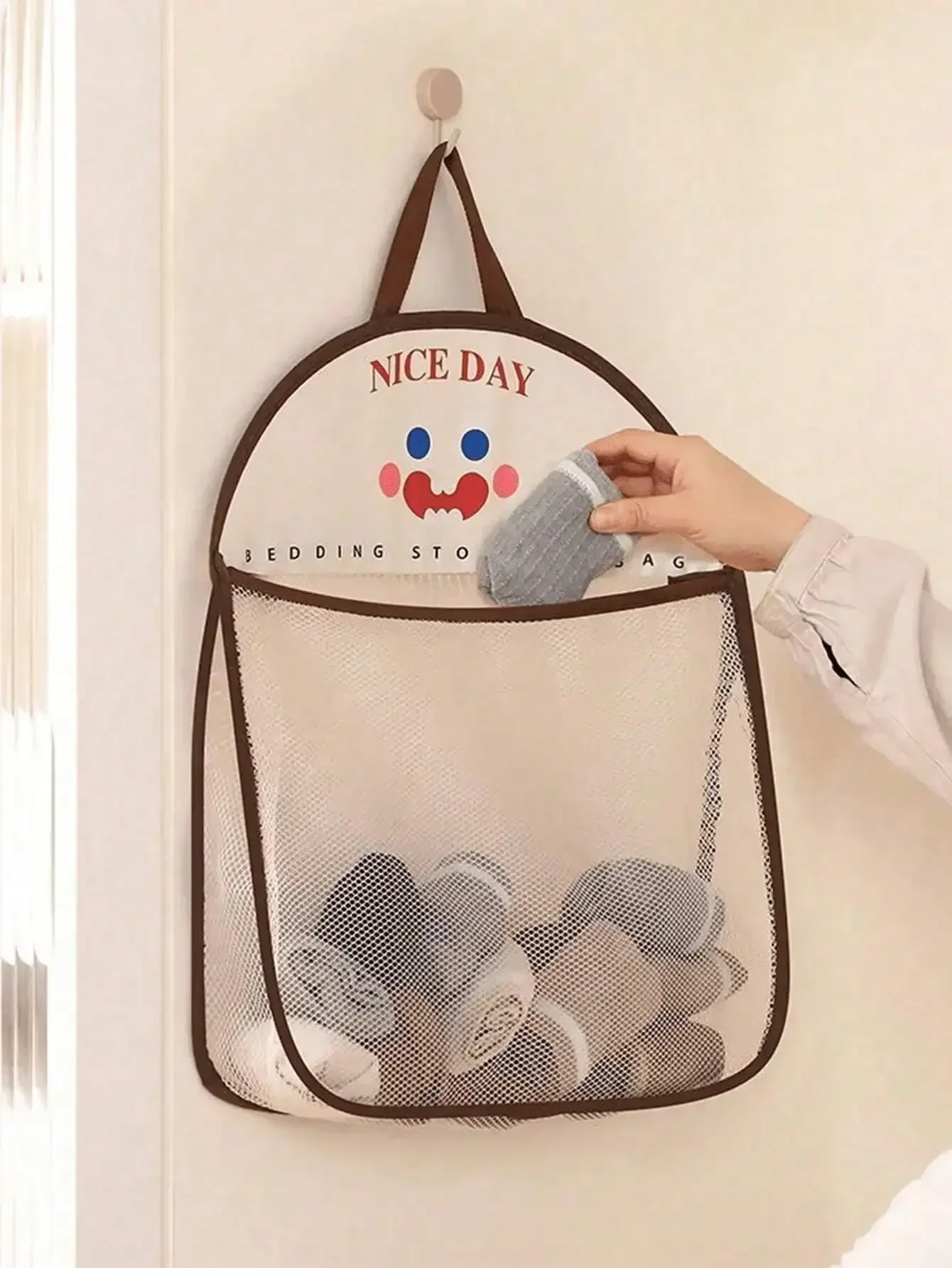 Home Essentials Bathroom Storage - 4pcs Hanging Mesh Storage Bags, Polyester