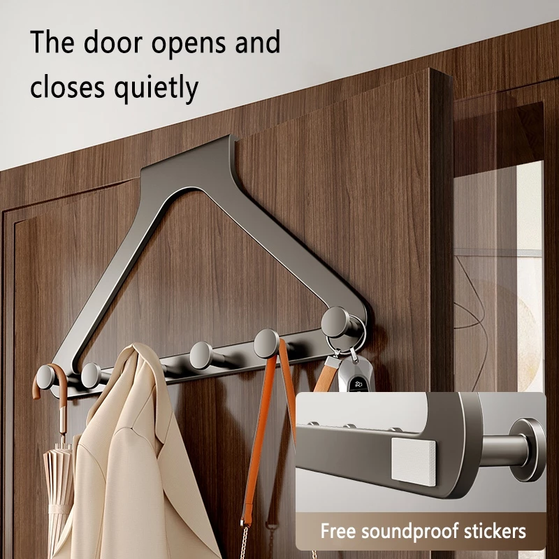 Home Goods Bathroom Storage - No Punching 5 Hooks Door Rear