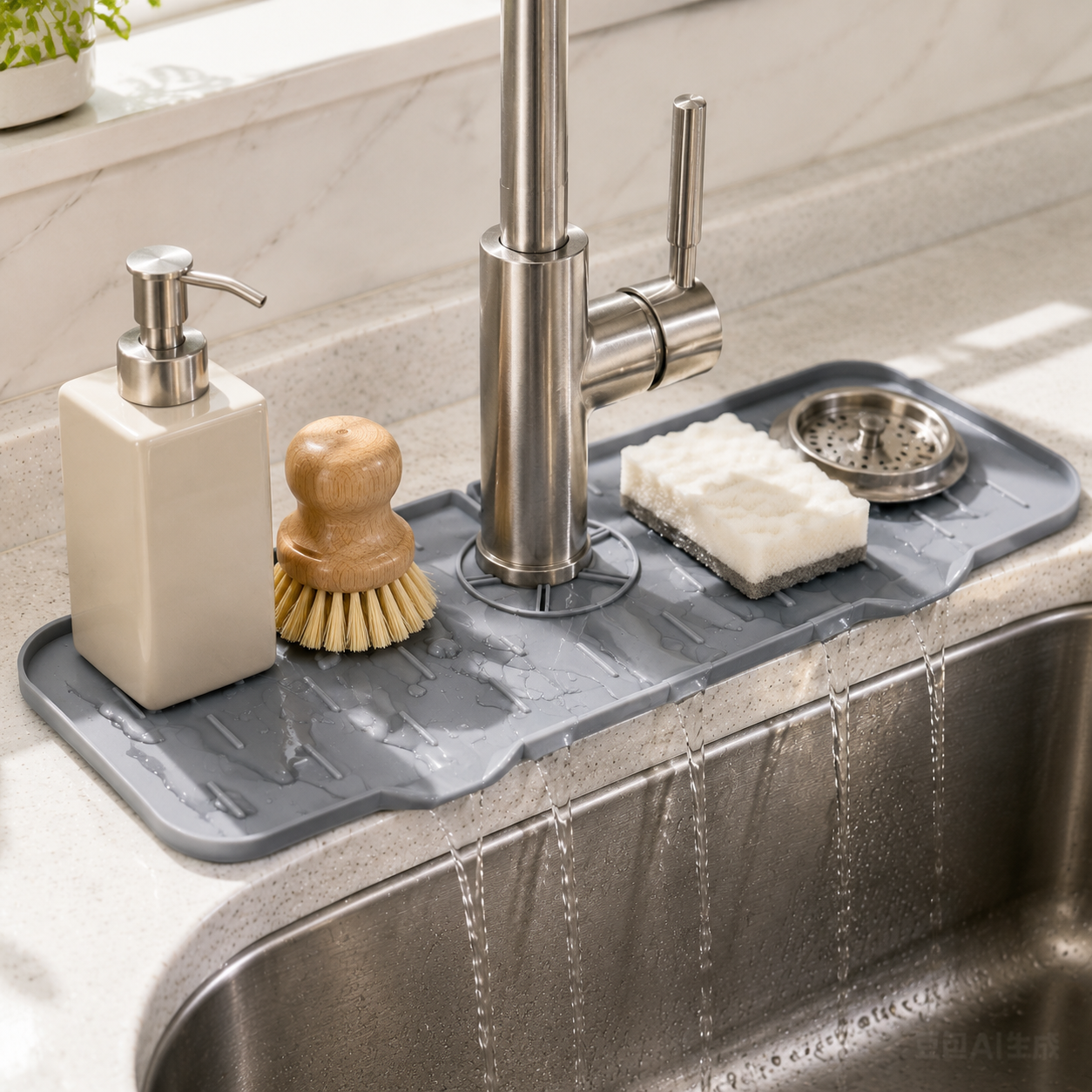 Home Essentials Bathroom Storage - 1pcFoldable TPE Sink Splash Guard Mat