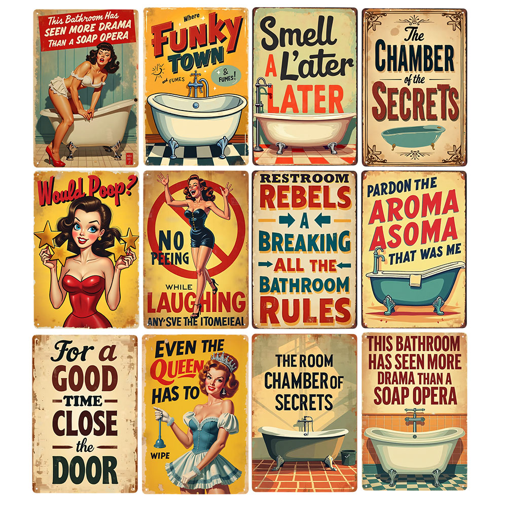 Funny Bathroom Rules Vintage M - Home Bathroom Decor Ideas ulasan dan harga