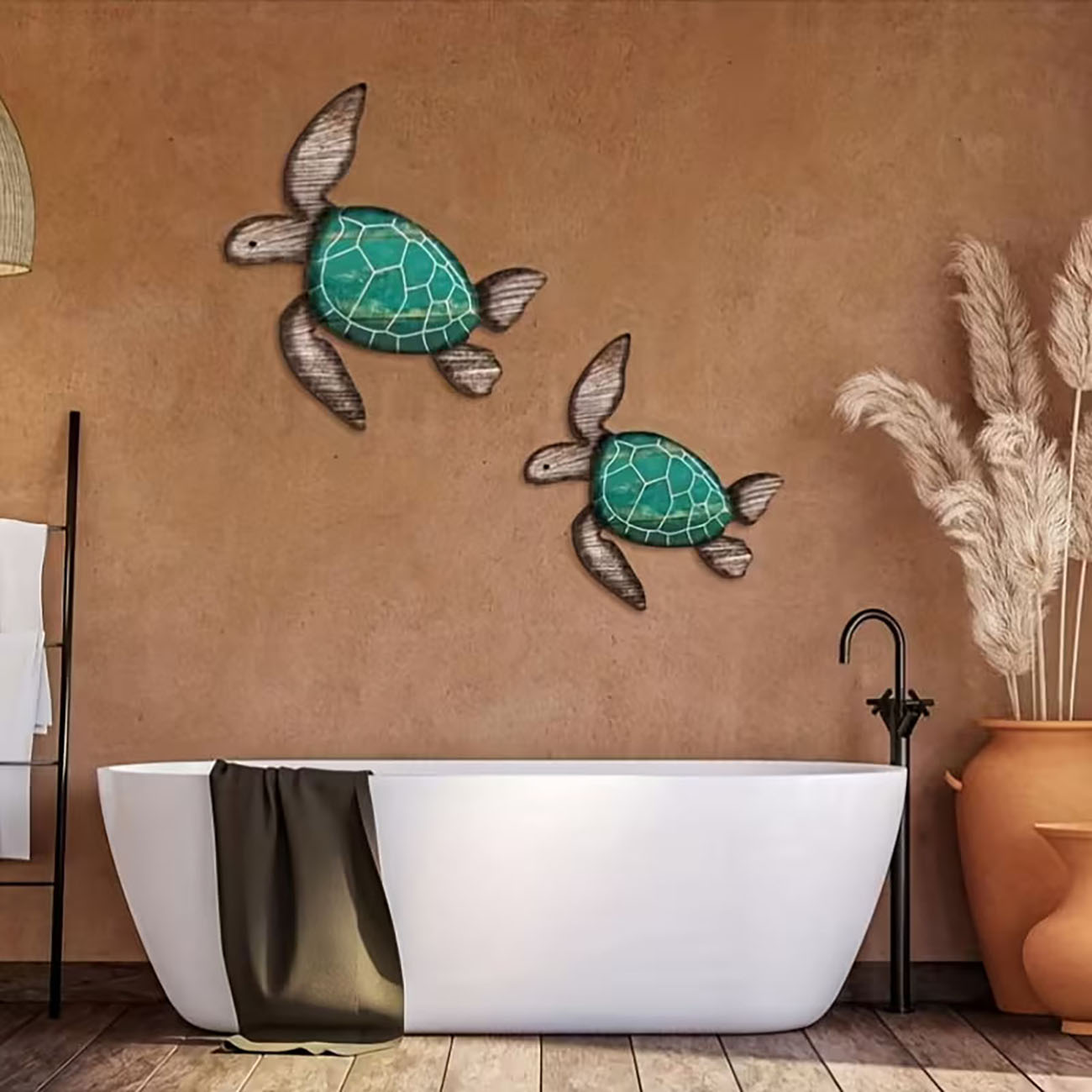 2Pcs Vintage Wooden Sea Turtle - Home Bathroom Design ulasan dan harga