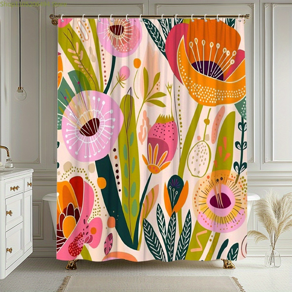 Vibrant Floral Pattern Shower  - Home Bathroom Decor Ideas ulasan dan harga