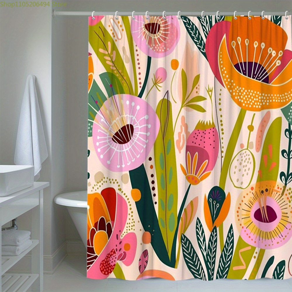 Vibrant Floral Pattern Shower  - Home Bathroom Decor Ideas ulasan dan harga