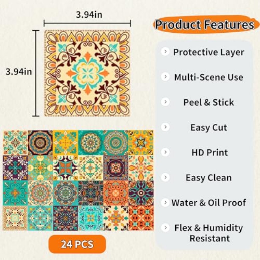 24Pcs Peel and Stick Tile Stic - Home Bathroom Tiles Design ulasan dan harga
