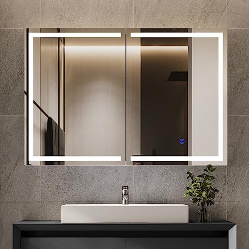 Lighted Medicine Cabinet with  - Bathroom Cabinet Mirror ulasan dan harga