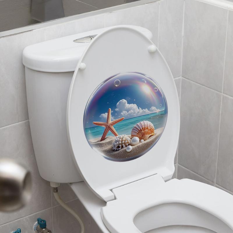 【HG】Ocean Themed Toilet Sticke - Home Bathroom Design ulasan dan harga