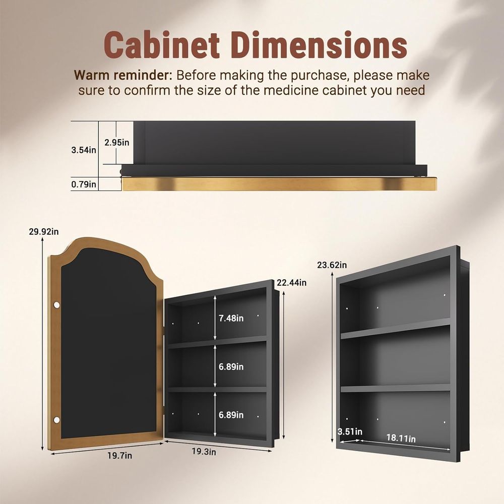 Gold Metal Surface Mount Medic - Bathroom Cabinet Mirror ulasan dan harga