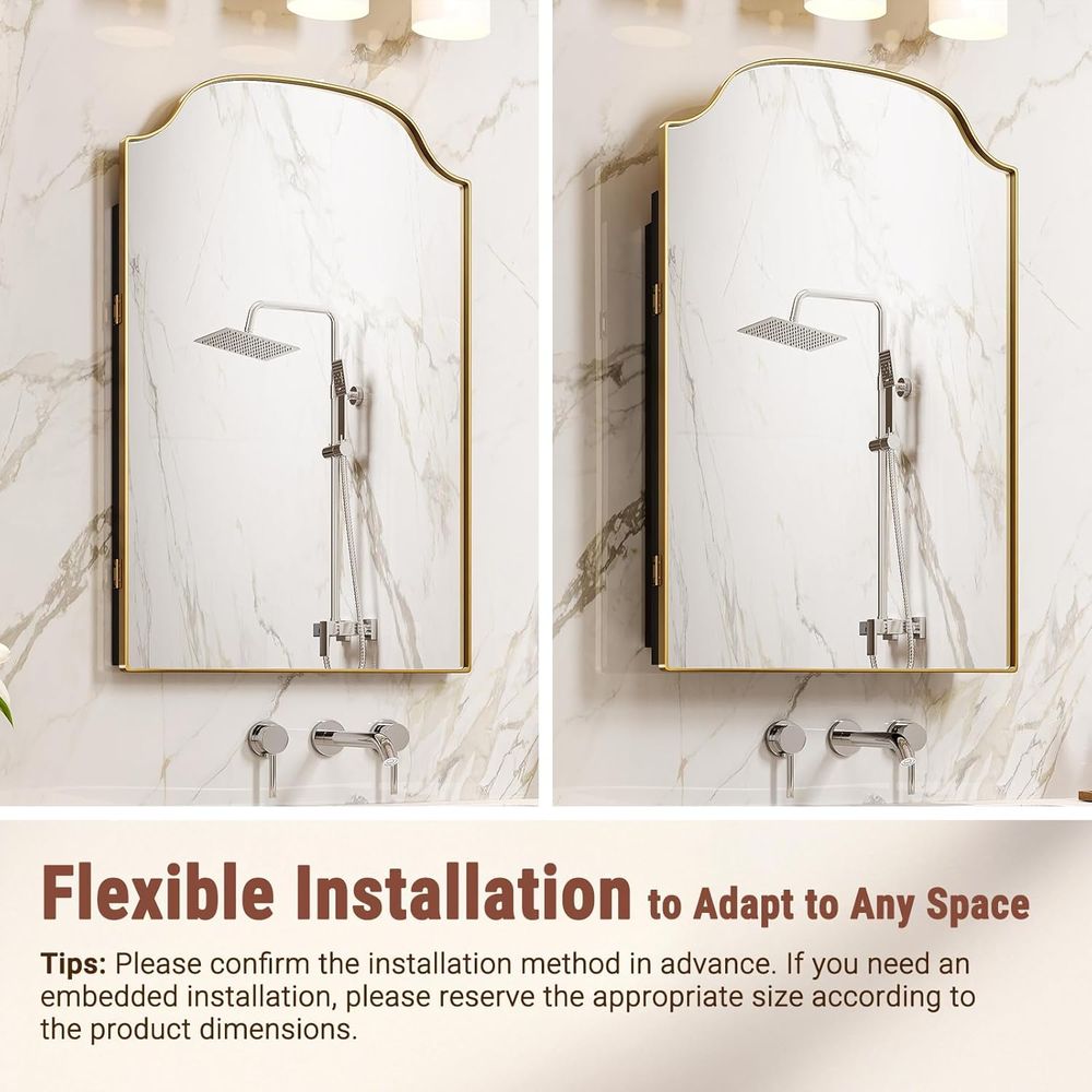 Gold Metal Surface Mount Medic - Bathroom Cabinet Mirror ulasan dan harga