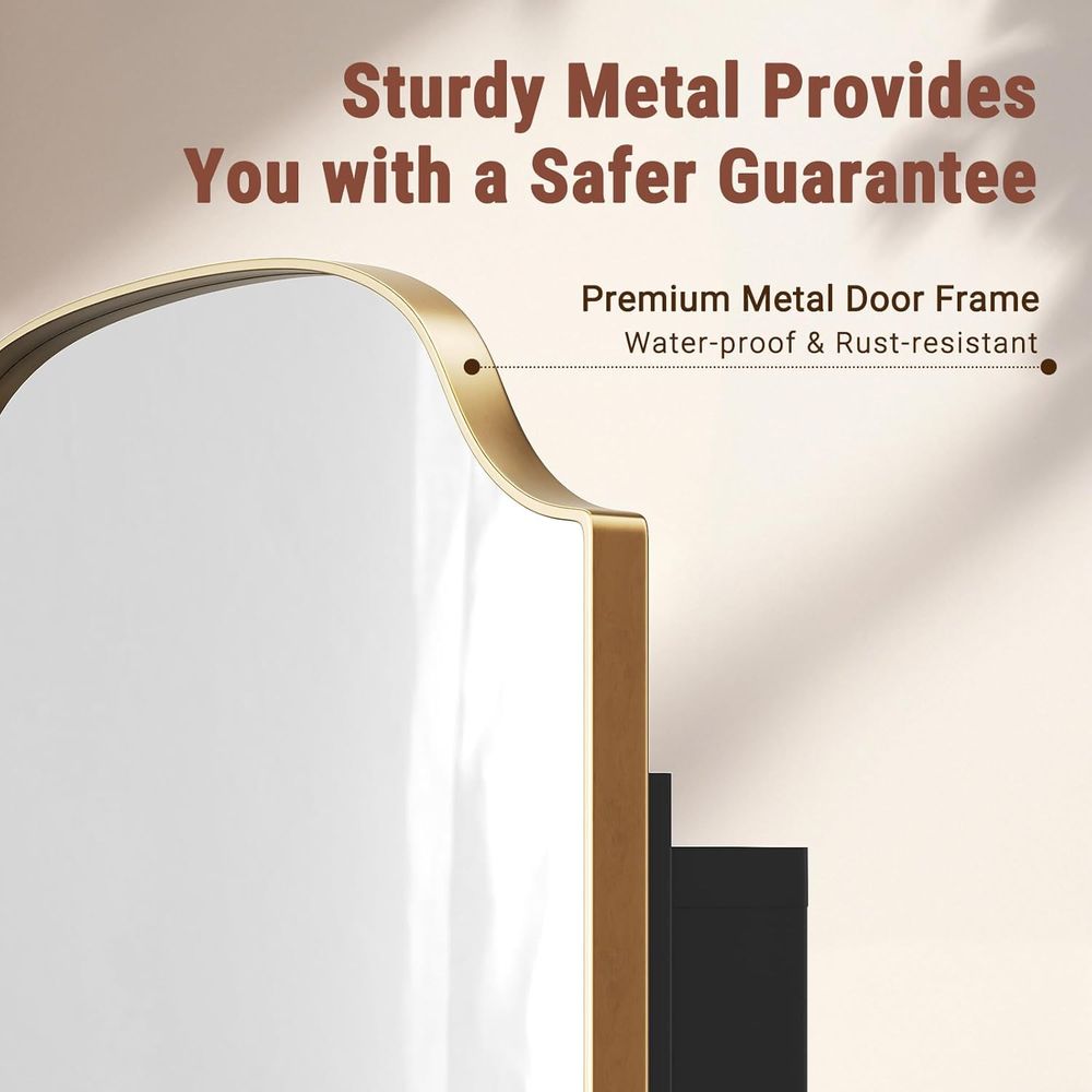 Gold Metal Surface Mount Medic - Bathroom Cabinet Mirror ulasan dan harga