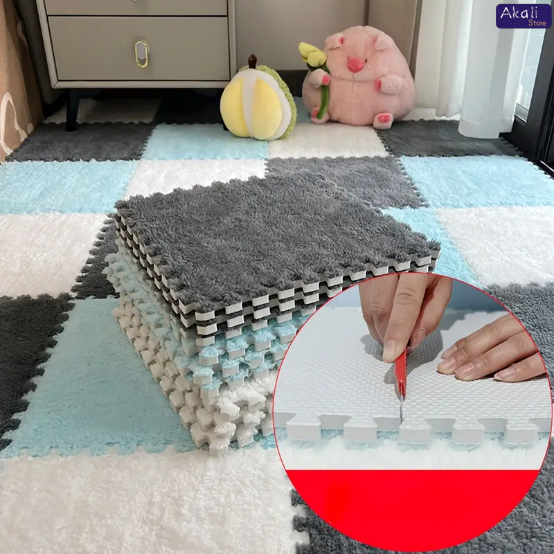 4/12pcs Plush Puzzle Foam Floo - Home Goods Bathroom Mats ulasan dan harga