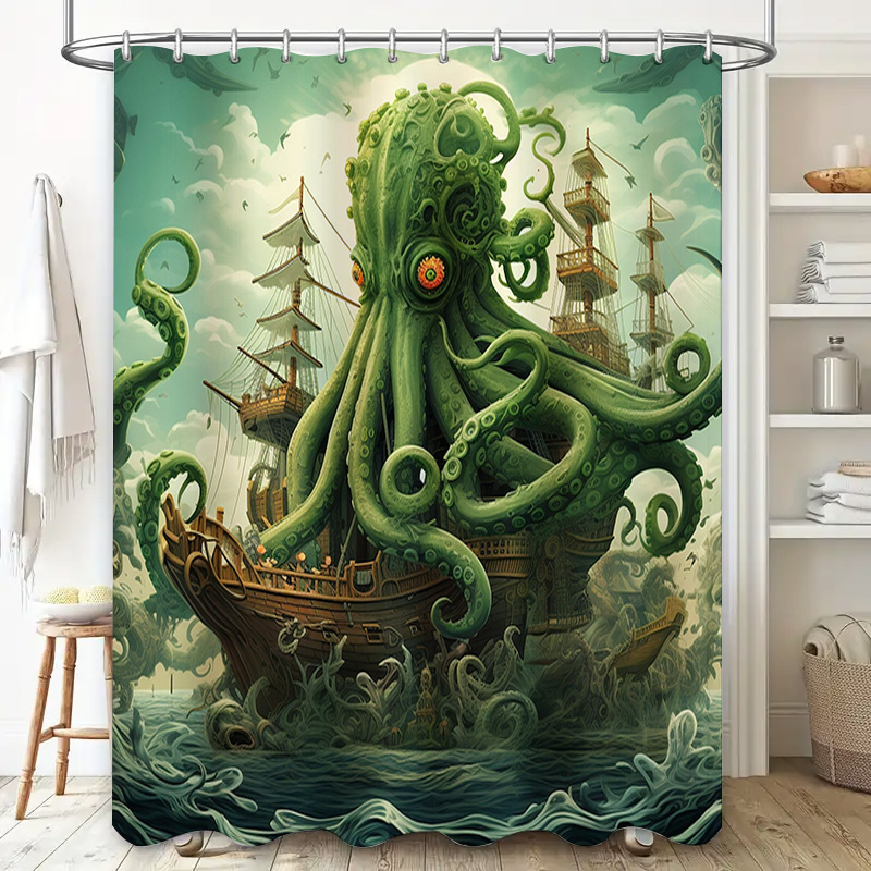 Octopus Ship Shower Curtain Su - Home Bathroom Decor Ideas ulasan dan harga