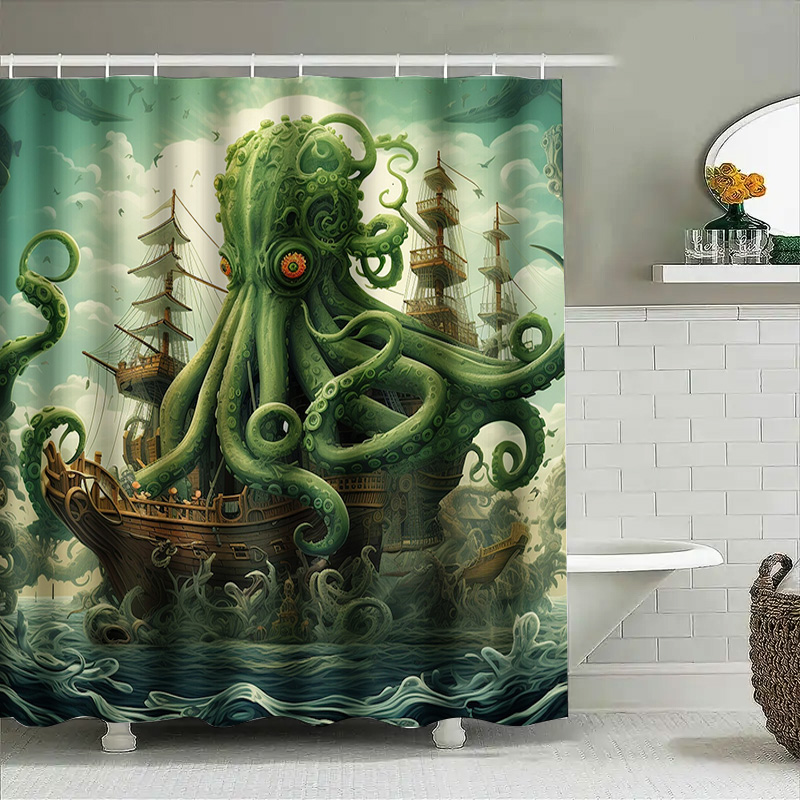 Octopus Ship Shower Curtain Su - Home Bathroom Decor Ideas ulasan dan harga