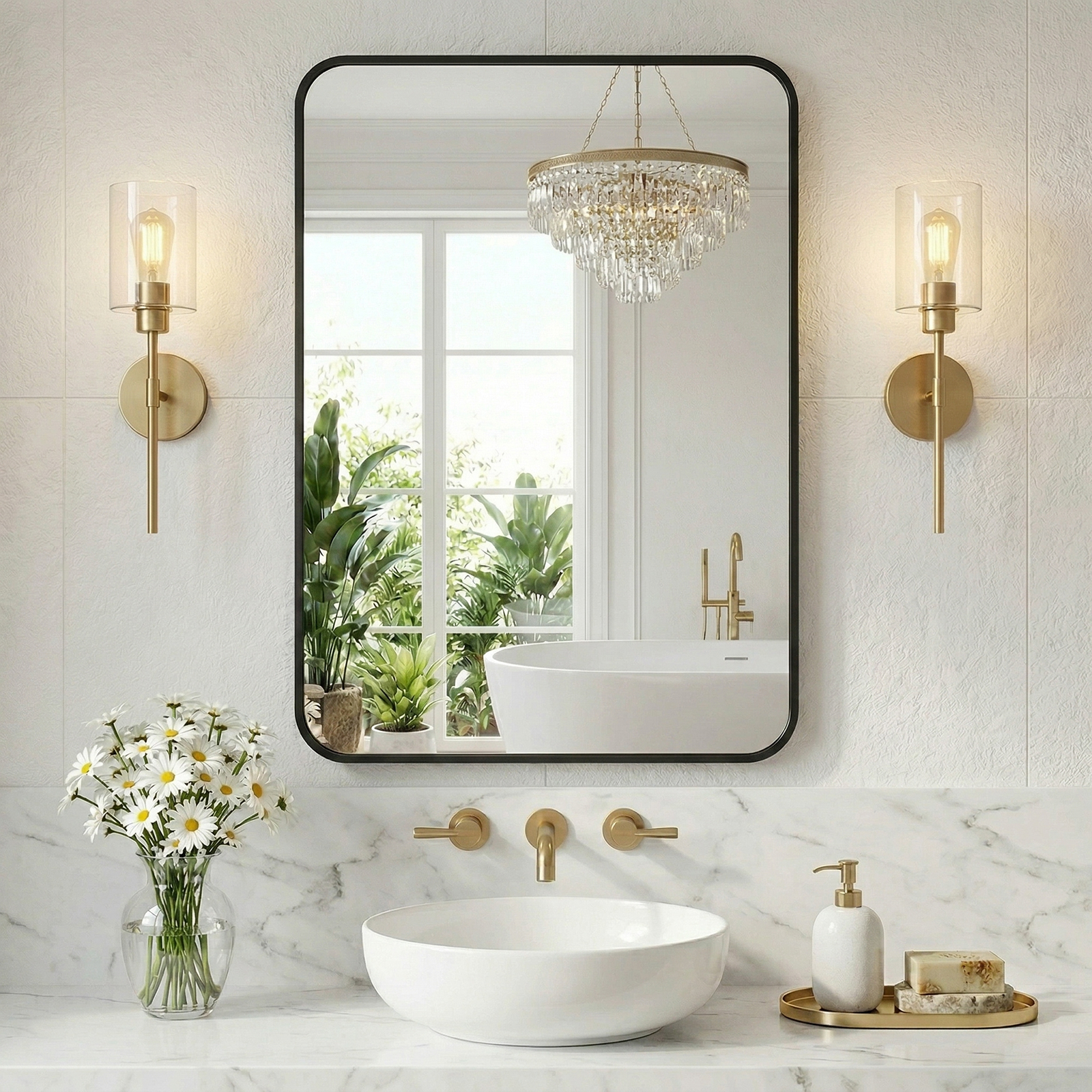 JHK Rounded Rectangle Wall Mir - Bathroom Cabinet Mirror ulasan dan harga