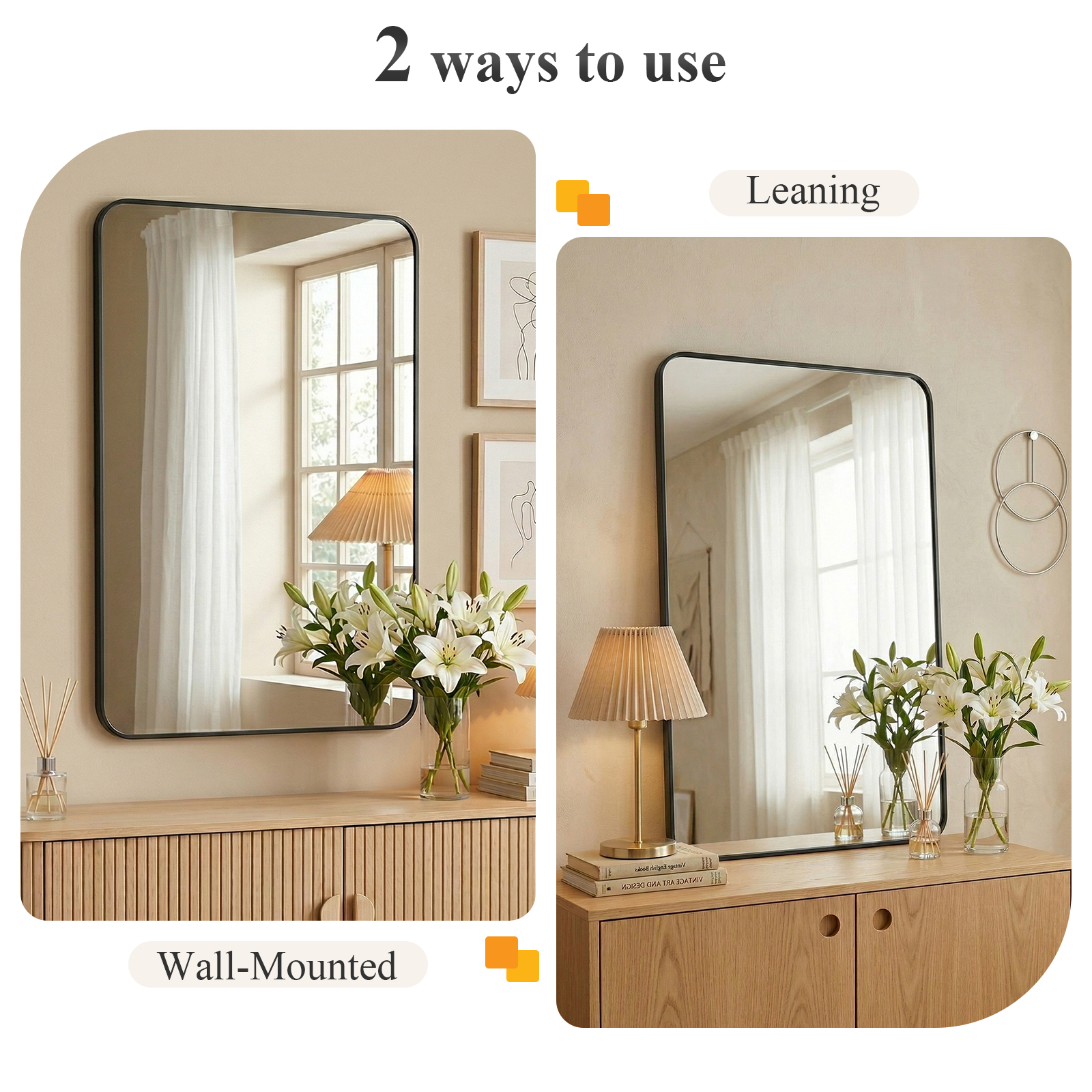 JHK Rounded Rectangle Wall Mir - Bathroom Cabinet Mirror ulasan dan harga