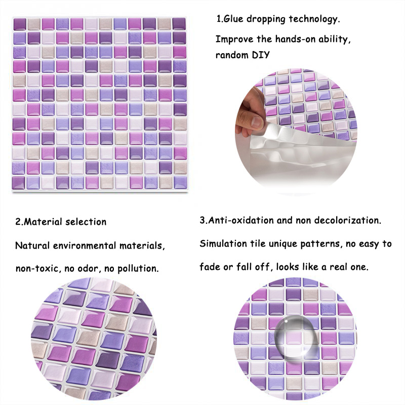 3D Mosaic Wall Mural Tile Stic - Home Bathroom Tiles Design ulasan dan harga