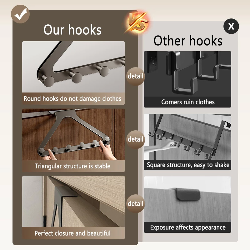 No Punching 5 Hooks Door Rear  - Home Goods Bathroom Storage ulasan dan harga