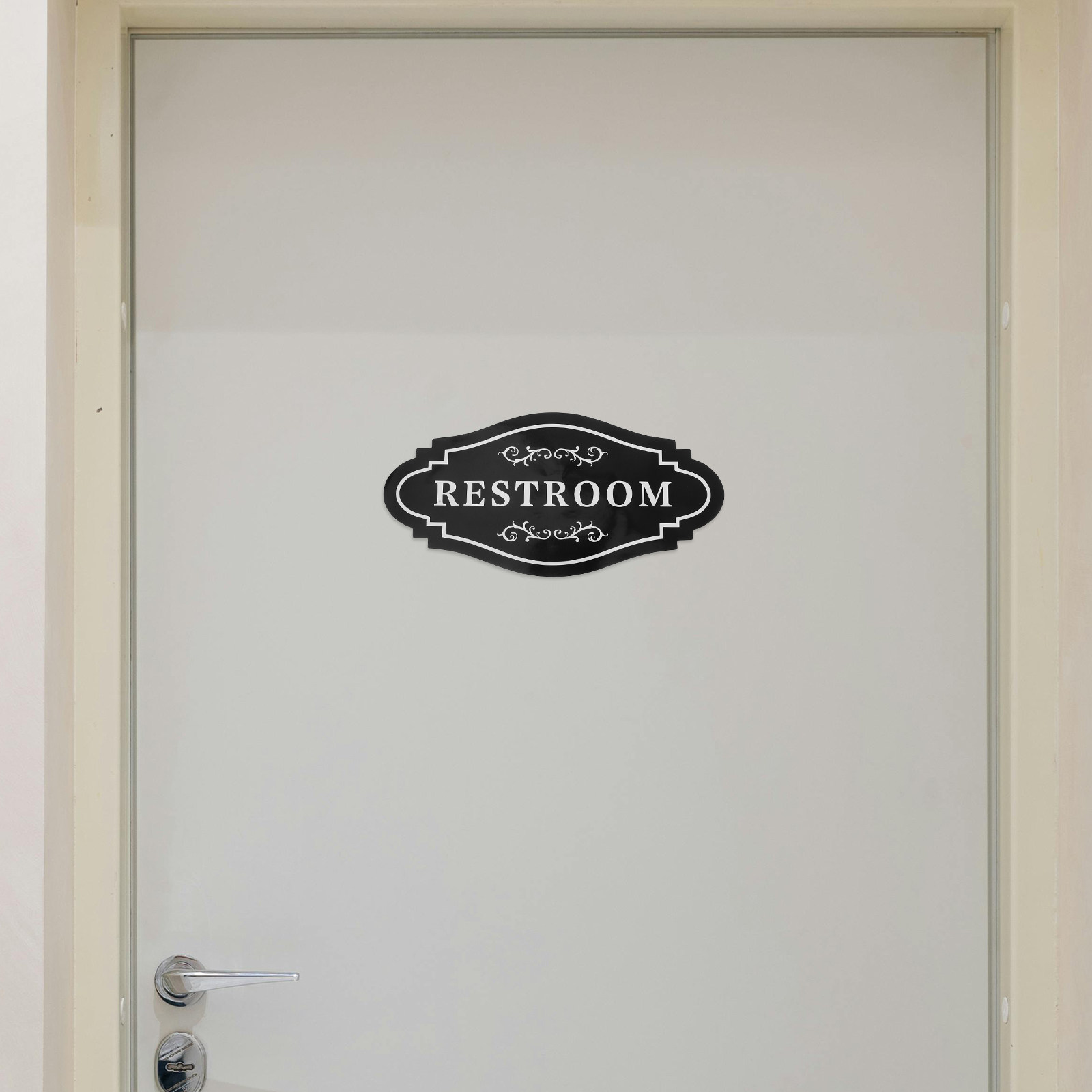 4Pcs Sleek Black Vinyl Restroo - Home Bathroom Sign ulasan dan harga