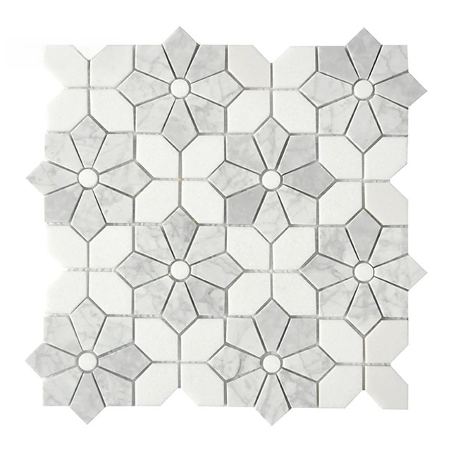 Mosaic Marble Tile for White M - Home Bathroom Tiles Design ulasan dan harga