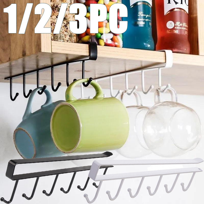 1/2/3PC 6 Hooks Kitchen Cabine - Home Goods Bathroom Storage ulasan dan harga