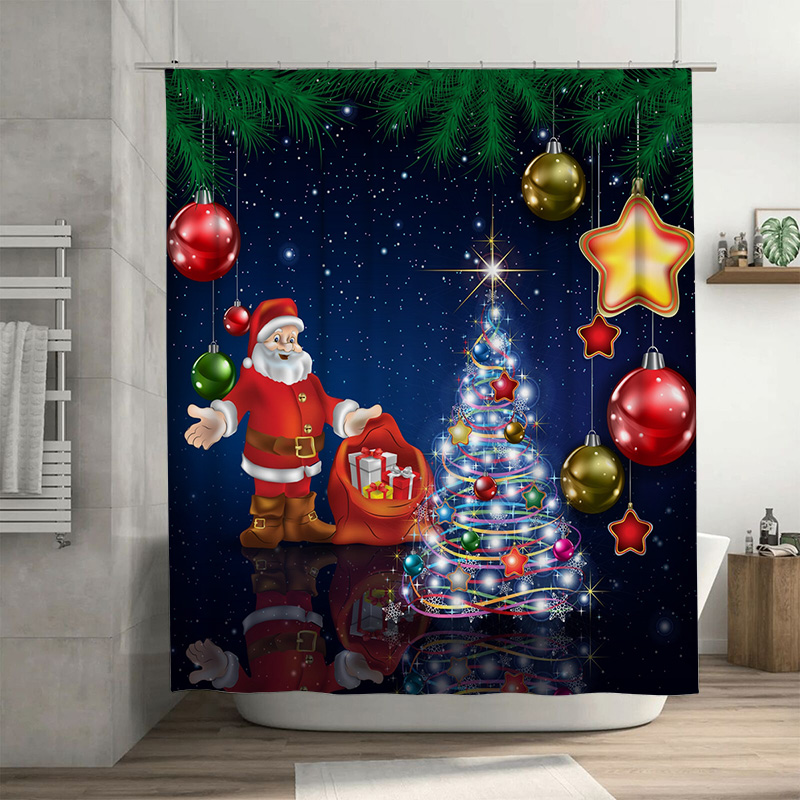 TU Christmas Shower Curtain Sa - Home Bathroom Decor Ideas ulasan dan harga