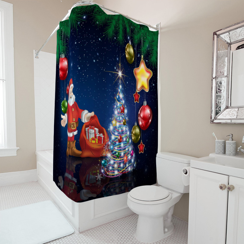 TU Christmas Shower Curtain Sa - Home Bathroom Decor Ideas ulasan dan harga
