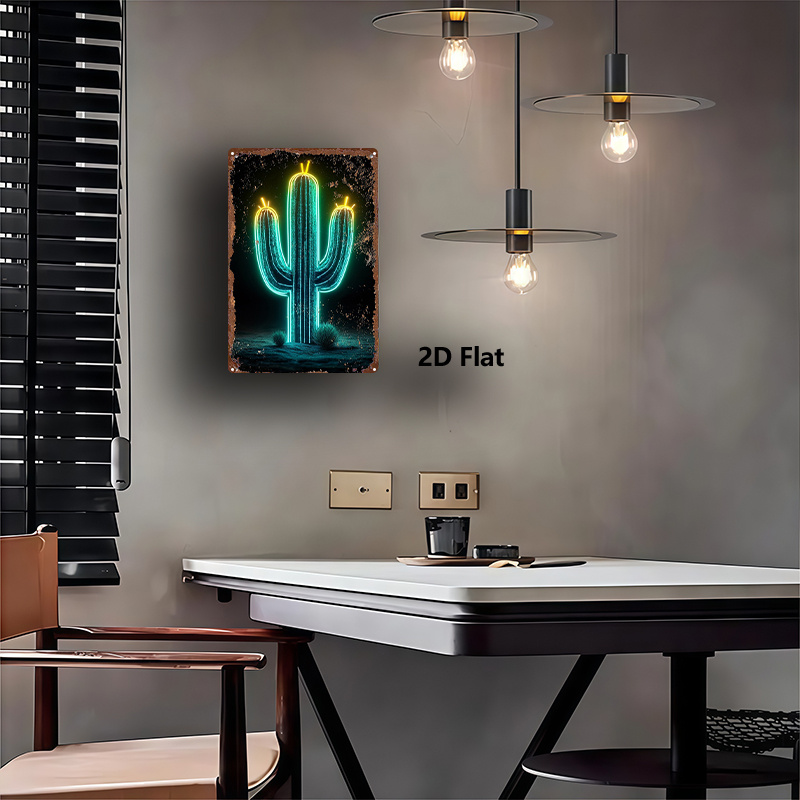 Vintage Neon Desert Cactus Alu - Home Bathroom Wall Decor ulasan dan harga