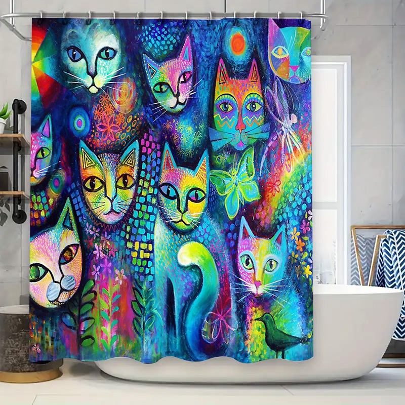 Cat Shower Curtain Artistic An - Home Bathroom Decor Ideas ulasan dan harga