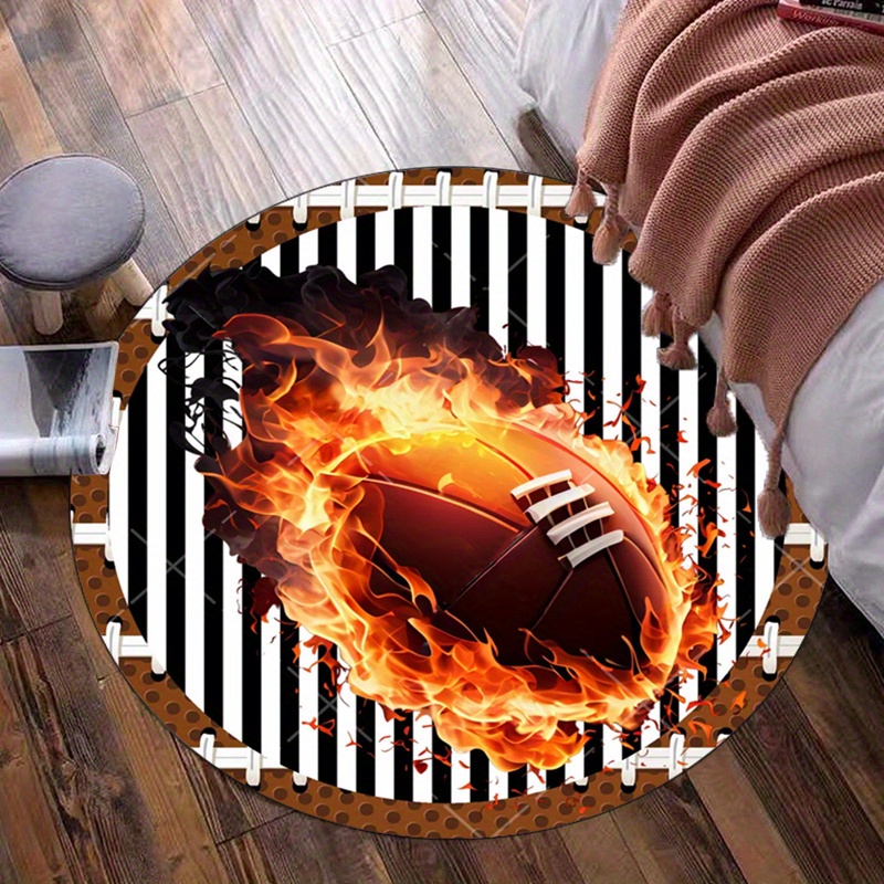 Flaming Football Round Rug for - Home Bathroom Decor Ideas ulasan dan harga