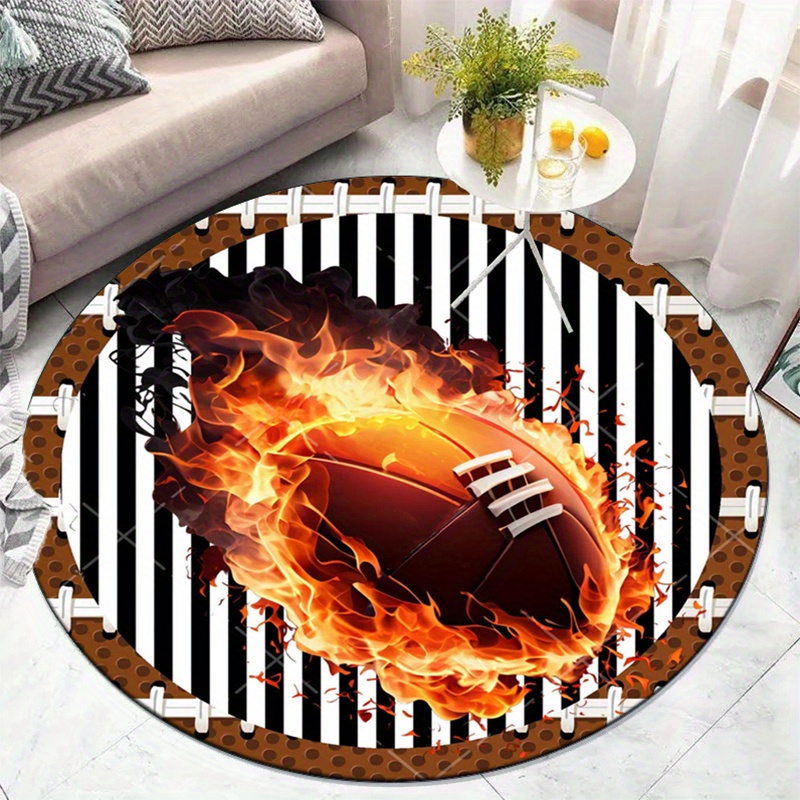 Flaming Football Round Rug for - Home Bathroom Decor Ideas ulasan dan harga
