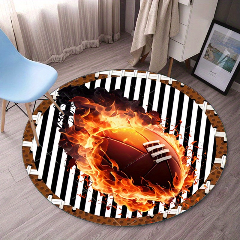 Flaming Football Round Rug for - Home Bathroom Decor Ideas ulasan dan harga