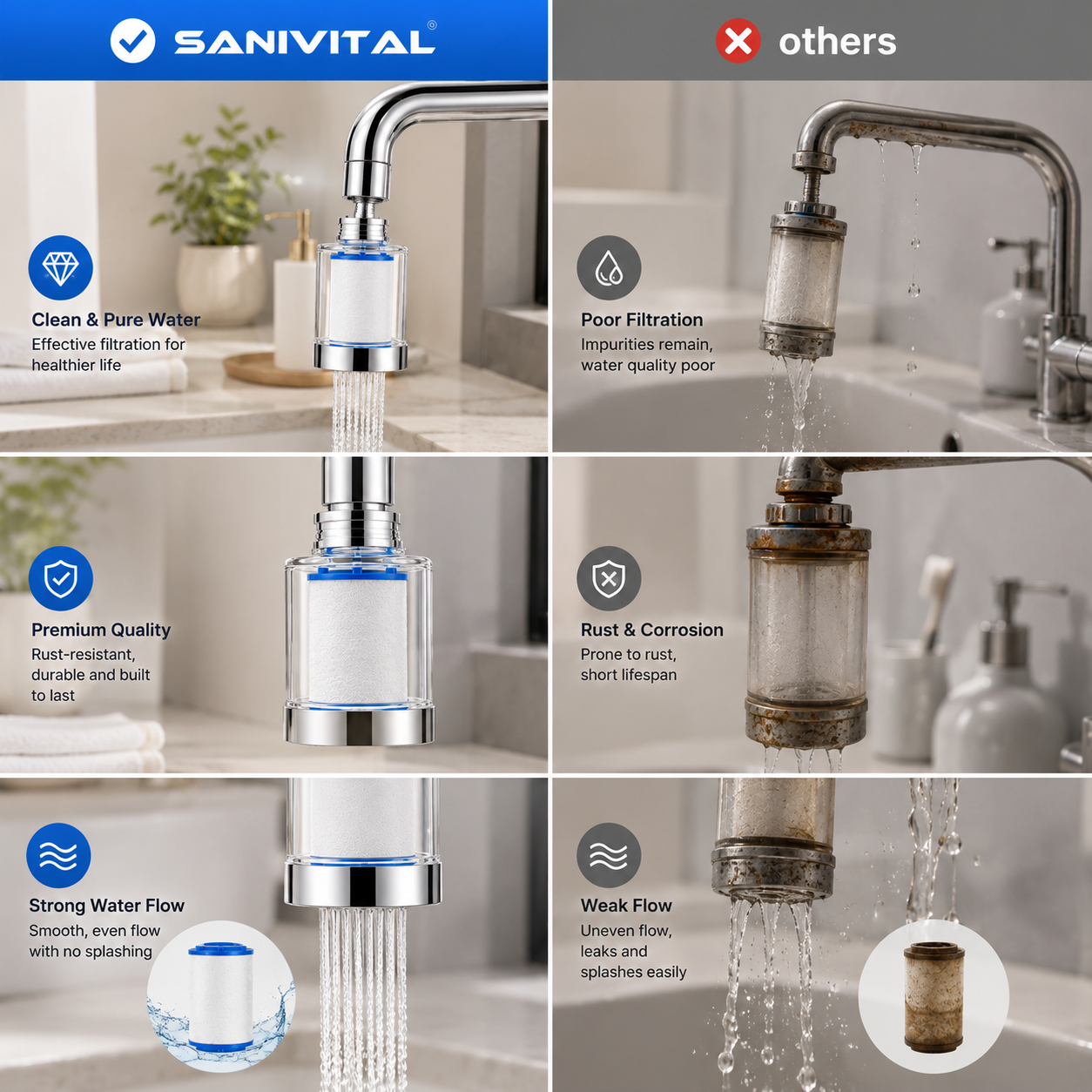 SANIVITAL Faucet Water Filter  - Home Bathroom Water Filter ulasan dan harga