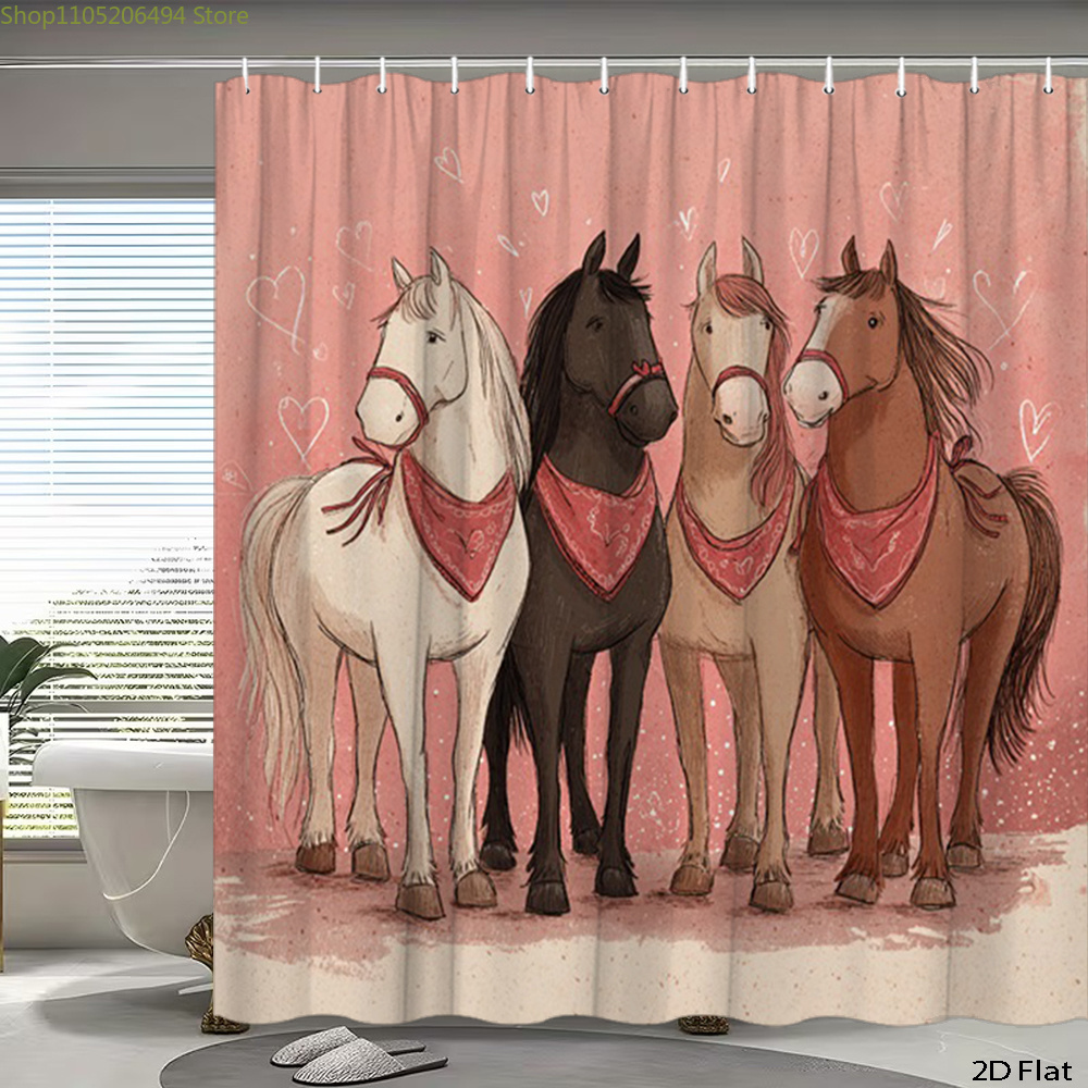 Cute Horses Shower Curtain, Ca - Home Bathroom Decor Ideas ulasan dan harga
